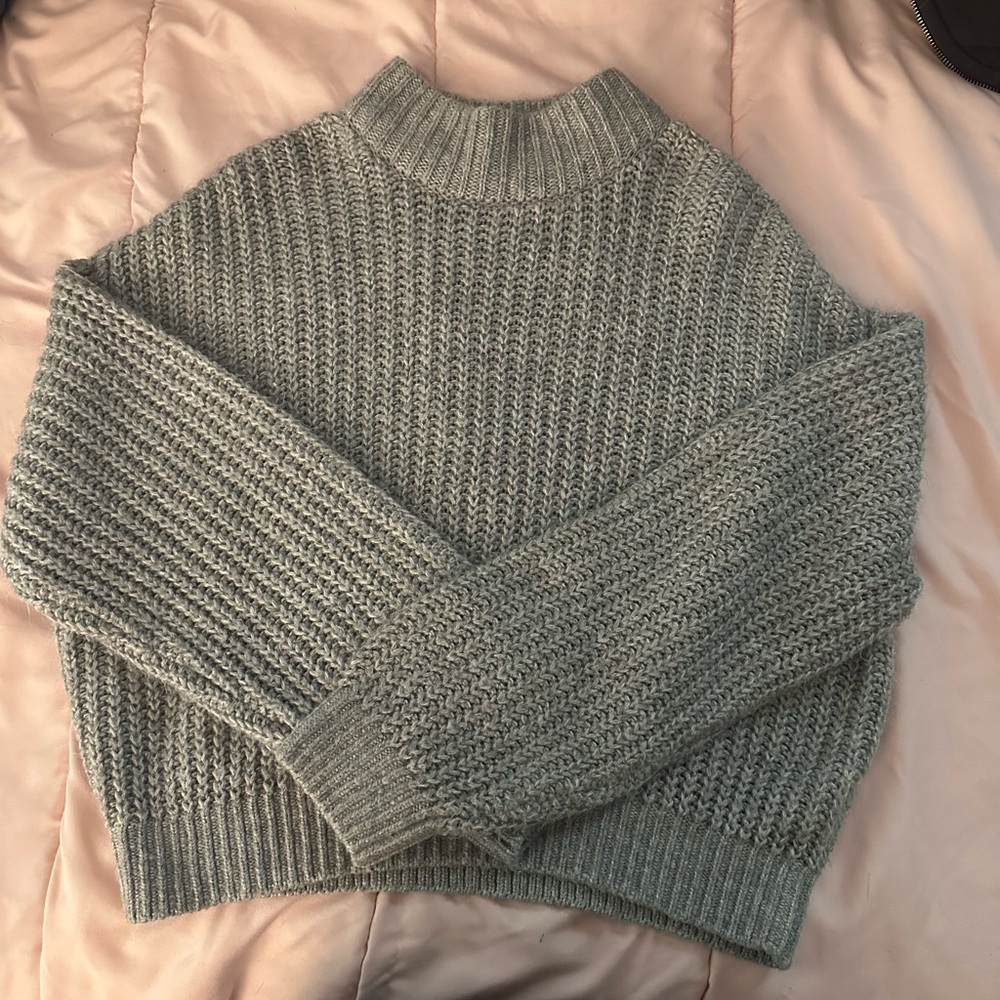 H&M Gray Cowl Neck Sweater with Ribbed Knit
